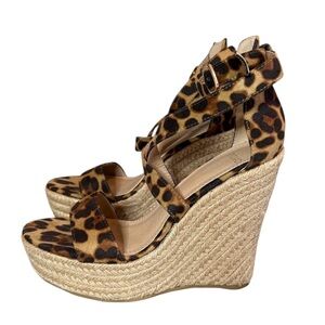 Novo Shoes 5” Leopard Print Espadrille Platform Wedges